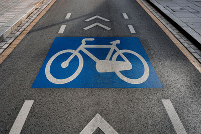 Bicycle traffic signal on the road on the street