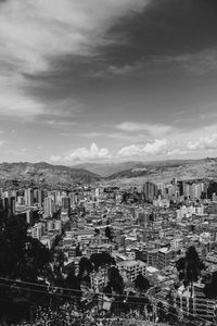 High angle view of buildings in city