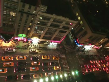 View of city street at night