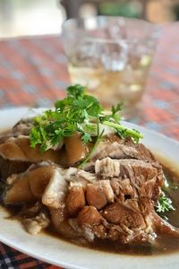 Close-up of meal served in plate