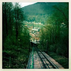 Railroad tracks on railroad track