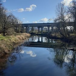 Bridge over river against sky