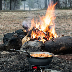 Bonfire on barbecue grill