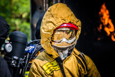 Firefighter standing in uniform