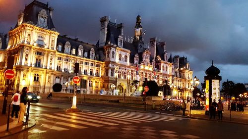 City lit up at night