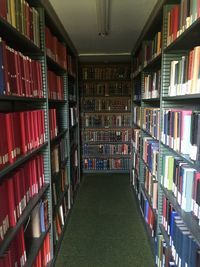 Row of books in library