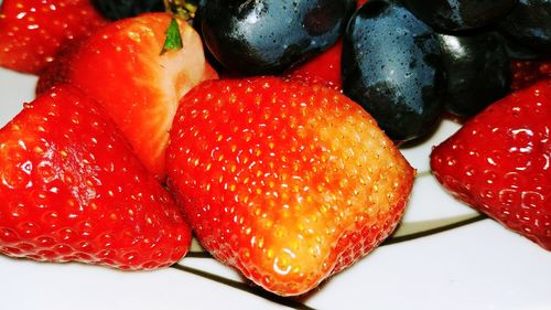 Close-up of strawberries on table