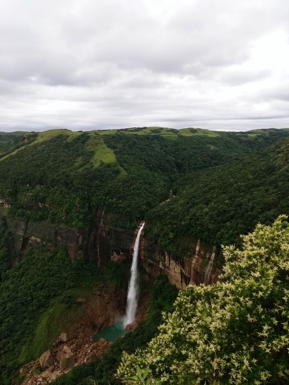 waterfall, motion, scenics, blurred motion, nature, flowing water, long exposure, water, beauty in nature, green color, tree, sky, cloud - sky, tranquil scene, no people, forest, outdoors, day, power in nature