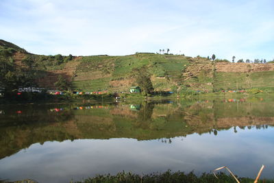 Scenic view of lake against sky