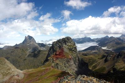 Scenic view of mountains against sky