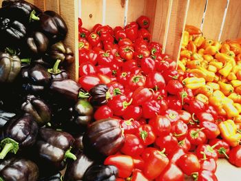 Variety of fruits for sale at market stall