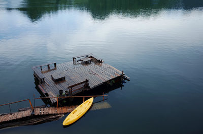 High angle view of pier on lake