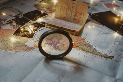 High angle view of eyeglasses on table