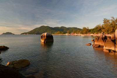 Scenic view of lake against sky