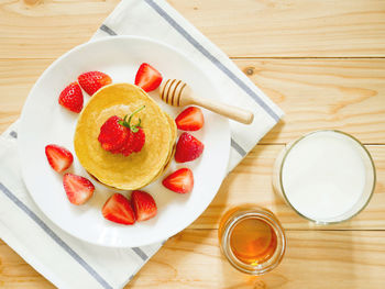 High angle view of food on table