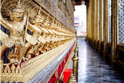 Statues in temple corridor