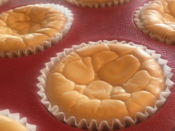 High angle view of cupcakes on table
