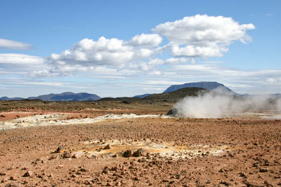 Scenic view of landscape against cloudy sky