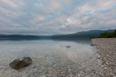 Scenic view of lake against sky