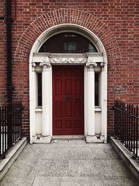 Closed door of building