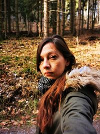 Portrait of woman in forest