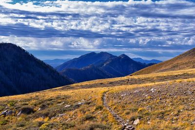 Scenic view of mountains against sky