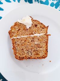 High angle view of cake in plate