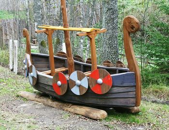 Wooden toy car in park