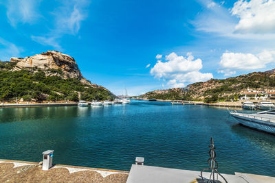 Scenic view of sea against blue sky