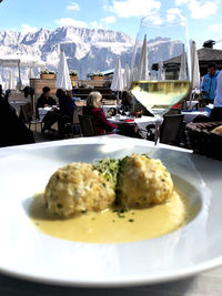 Close-up of food on table in restaurant