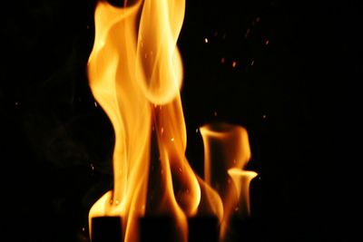 Close-up of fire against black background