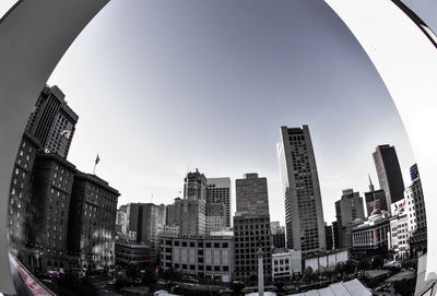 Modern buildings against clear sky