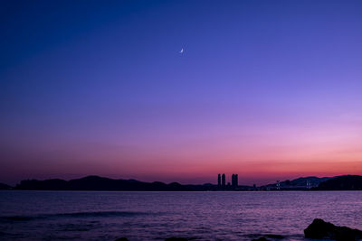 Scenic view of sea against the sky at sunset