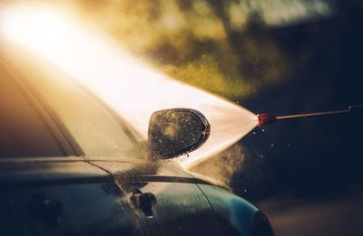 Close-up of car wash