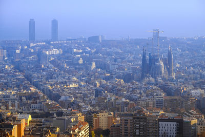 City lit up at dusk