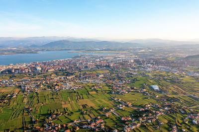 Aerial view of the city of santander on the ocean shore