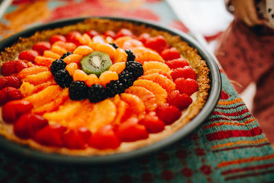 Close-up of cake in plate on table