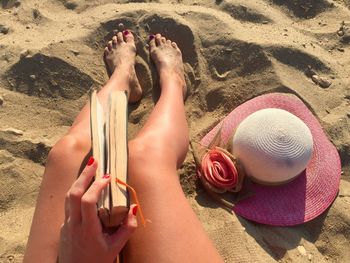 Low section of woman on beach