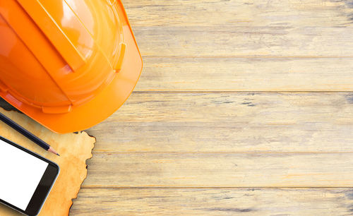 High angle view of orange on table