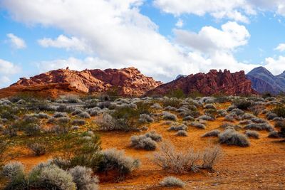 Scenic view of rock formations against sky