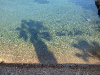High angle view of shadow on beach