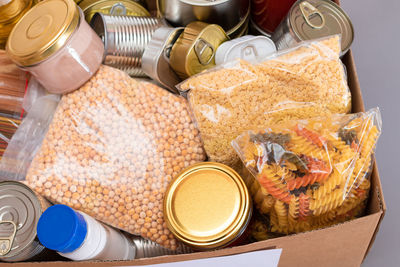 High angle view of food on table