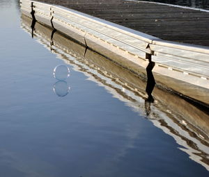 Soap bubble touching water surface