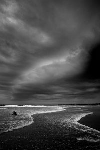 Scenic view of sea against cloudy sky