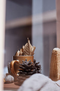 Close-up of chocolate cake on table