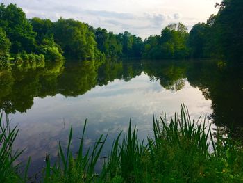 Scenic view of lake against sky