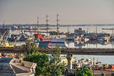 View of the practical harbor in odessa, ukraine, on a sunny summer morning