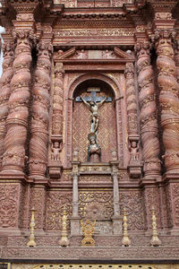 Low angle view of sculptures on building