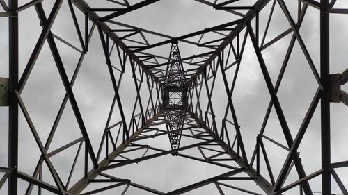 Low angle view of metallic bridge