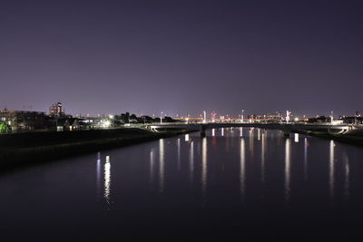 Reflection of illuminated buildings in water